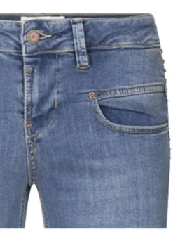 Jean Alexa Slim S-Sdm en coton bleu avec une fermeture zippée et une bouton