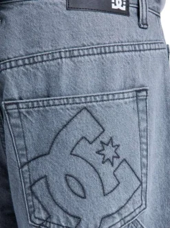 Jean baggy denim carpenter pant en coton gris uni avec une coupe bootcut