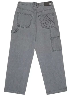 Jean baggy denim carpenter pant en coton gris uni avec une coupe bootcut