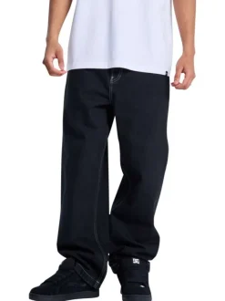 Jean Baggy Denim Pant en coton noir uni avec une coupe bootcut