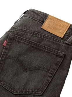 Jean baggy en coton anthracite uni à coupe ample avec étiquette de la marque