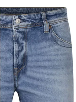 Jean 800/60 basic en coton stone à coupe droite pourvu d'une fermeture boutonnée