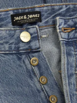 Jean bleu effet délavé avec une coupe regular fit et une taille haute