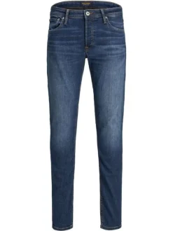 Jean bleu effet délavé à style 5 poches et une coupe regular fit