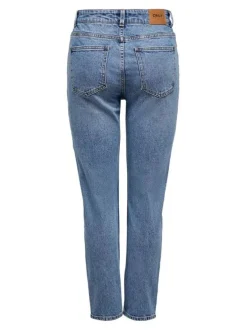 Jean bleu femme avec une coupe skinny uni et un patch d'authenticité