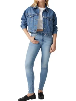 Jean 721™ bleu jean clair en coton coupe skinny avec un patch de la marque