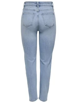 Jean bleu stone uni avec une coupe slim et un zip et un bouton