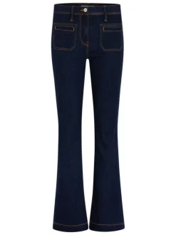Jean brut uni avec une coupe bootcut et un taille haute à zip et à bouton