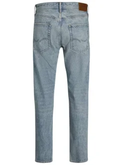 Jean Chris en coton mélangé bleu avec une coupe droite et un zip de fermeture