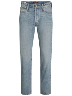 Jean Chris en coton mélangé bleu avec une coupe droite et un zip de fermeture