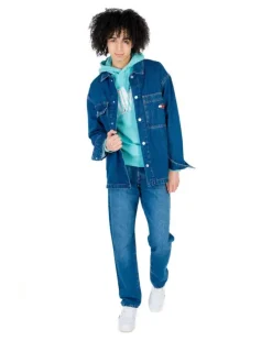 Jean Chris en coton mélangé indigo avec une coupe regular et patch à l'arrière