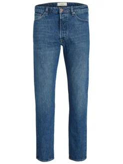 Jean Chris en coton mélangé indigo avec une coupe regular et patch à l'arrière