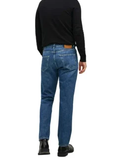 Jean Chris en coton mélangé indigo avec une coupe regular et patch à l'arrière