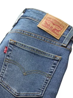 Jean 725 coupe droite en coton mélangé bleu pourvu de coutures contrastées