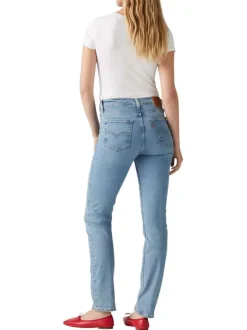 Jean 724 coupe droite en coton mélangé bleu pourvu de poches plaquées