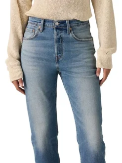 Jean 501® coupe droite en coton mélangé bleu pourvu de poches plaquées