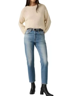 Jean 501® coupe droite en coton mélangé bleu pourvu de poches plaquées