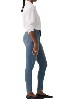 Jean 721 coupe kinny en coton mélangé bleu pourvu de coutures contrastées