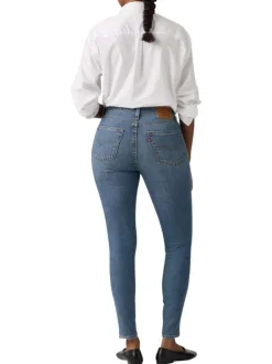 Jean 721 coupe kinny en coton mélangé bleu pourvu de coutures contrastées