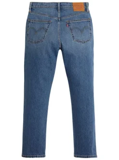 Jean 501® Crop bleu en coton à coupe droite avec un patch de la marque