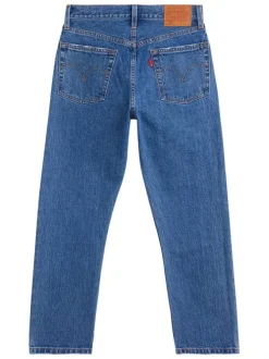 Jean 501® Crop bleu en coton uni avec une coupe régular