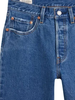 Jean 501® Crop bleu en coton uni avec une coupe régular