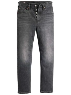 Jean 501® Crop en coton anthracite délavé avec coupe droite et rivets cuivrés