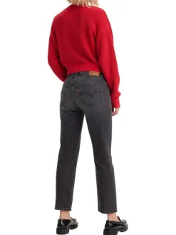 Jean 501® Crop en coton anthracite délavé avec coupe droite et rivets cuivrés