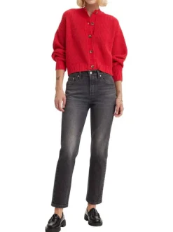 Jean 501® Crop en coton anthracite délavé avec coupe droite et rivets cuivrés