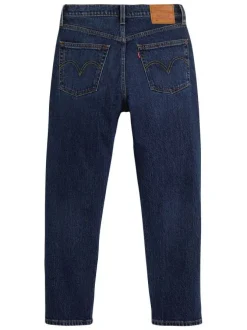 Jean 501® Crop indigo en coton à coupe droite avec un patch de la marque