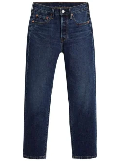 Jean 501® Crop indigo en coton à coupe droite avec un patch de la marque