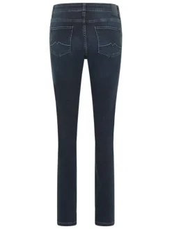 Jean Crosby slim en coton mélangé bleu indigo à effet délavé avec rivets noirs