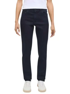 Jean Crosby slim taille haute en coton mélangé bleu nuit et 5 poches