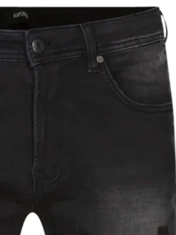 Jean Daxko en coton anthracite tacheté à coupe slim avec logos de la marque