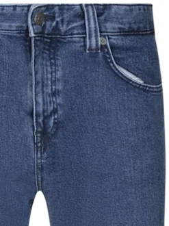 Jean Delaware en coton indigo avec une coupe droite et des passants pour ceinture