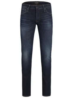 Jean délavé Glenn en coton mélangé indigo coupe slim fit avec 5 poches