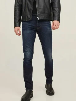 Jean délavé Glenn en coton mélangé indigo coupe slim fit avec 5 poches