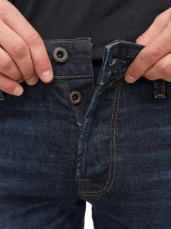 Jean délavé Glenn en coton mélangé indigo coupe slim fit avec 5 poches