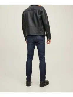 Jean délavé Glenn en coton mélangé indigo coupe slim fit avec 5 poches