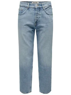 Jean Edge Loose en coton stone uni avec une coupe regular fit et 5 poches