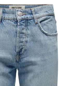 Jean Edge Loose en coton stone uni avec une coupe regular fit et 5 poches