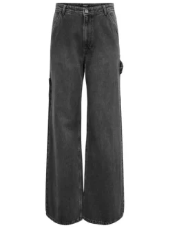 Jean en coton anthracite avec une coupe droite et plusieurs poches