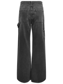 Jean en coton anthracite avec une coupe droite et plusieurs poches