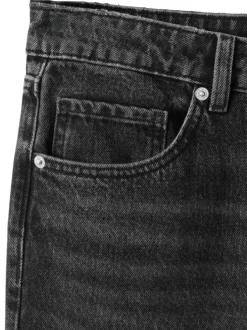 Jean en coton anthracite délavé avec une coupe bootcut et 5 poches