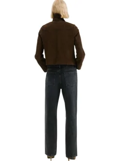 Jean en coton anthracite délavé avec une coupe bootcut et 5 poches
