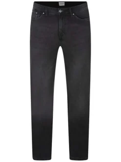 Jean en coton anthracite délavé avec une coupe droite et des rivets argentés