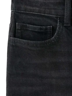 Jean 7/8 en coton anthracite uni avec une coupe mom et une taille haute