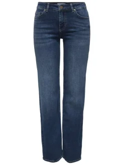 Jean en coton biologique bleu avec une coupe droite et des passants