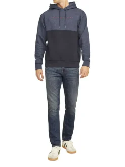 Jean en coton biologique bleu indigo délavé aux cuisses à coupe regular fit