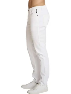 Jean en coton blanc à coupe ajustée pourvu de multiples poches